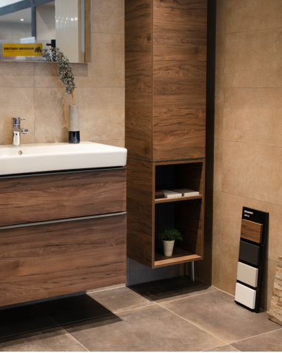 Natuurlijk materiaal in de badkamer.